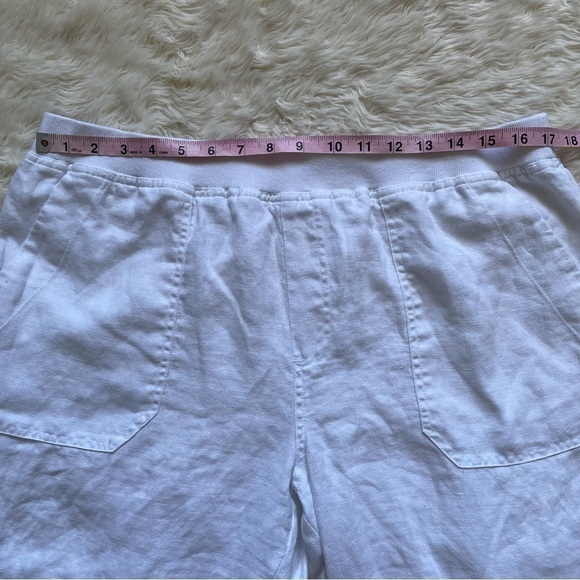 Coldwater Creek Pants Pull On Elastic Waist 100% Linen White 16 - Picture 10 of 12